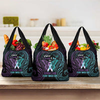 Suicide Awareness Memorial Grocery Bag I Wear Purple and Teal For Someone I Miss LT14 3-pack One Size Black - Polynesian Pride