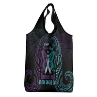 Suicide Awareness Memorial Grocery Bag I Wear Purple and Teal For Someone I Miss LT14 - Polynesian Pride