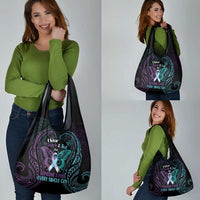 Suicide Awareness Memorial Grocery Bag I Wear Purple and Teal For Someone I Miss LT14 - Polynesian Pride