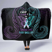 Suicide Awareness Memorial Hooded Blanket I Wear Purple and Teal For Someone I Miss LT14 One Size Black - Polynesian Pride