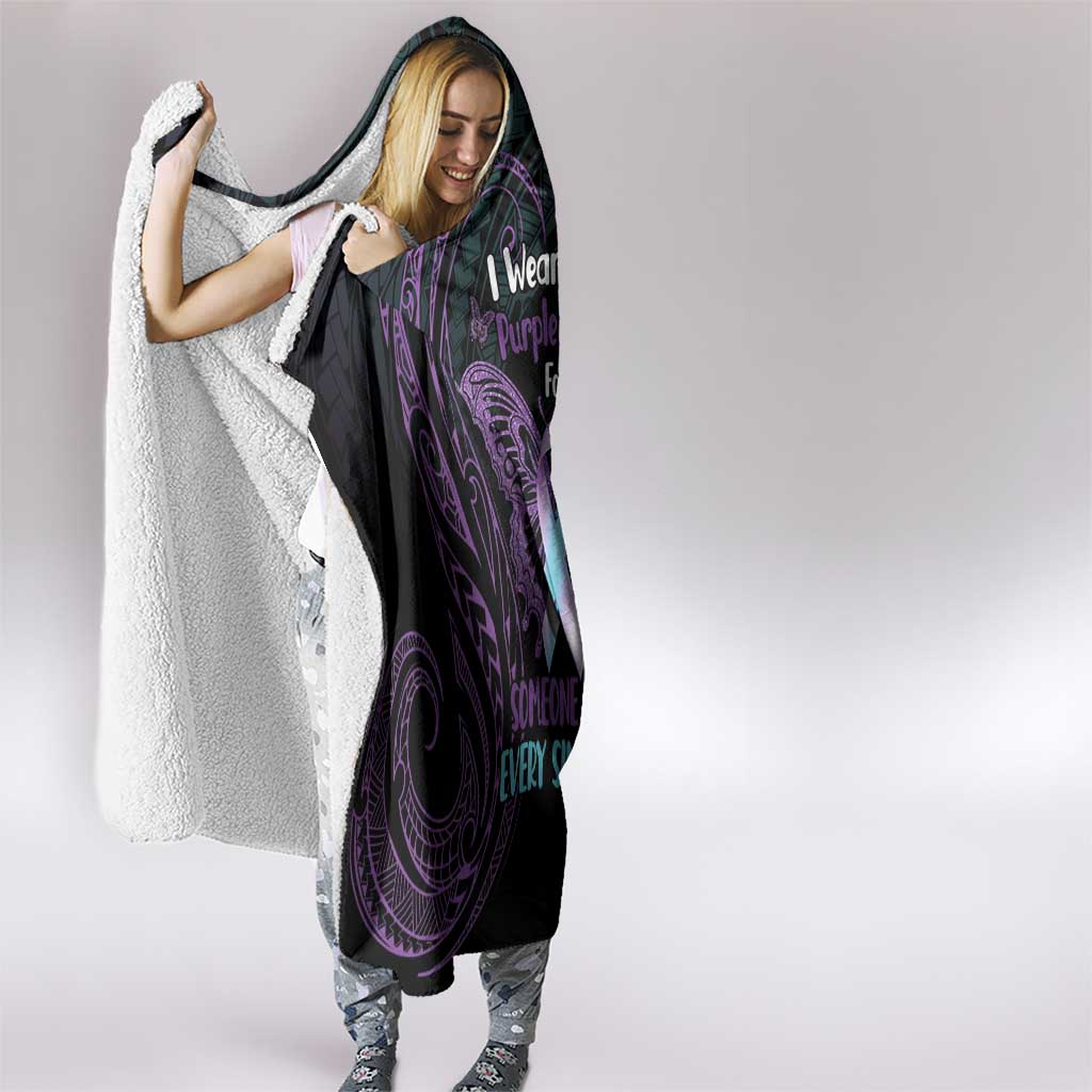 Suicide Awareness Memorial Hooded Blanket I Wear Purple and Teal For Someone I Miss LT14 - Polynesian Pride