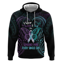 Suicide Awareness Memorial Hoodie I Wear Purple and Teal For Someone I Miss LT14 Pullover Hoodie Black - Polynesian Pride