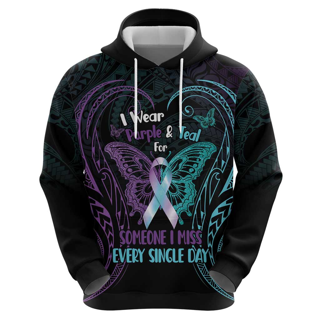 Suicide Awareness Memorial Hoodie I Wear Purple and Teal For Someone I Miss LT14 - Polynesian Pride