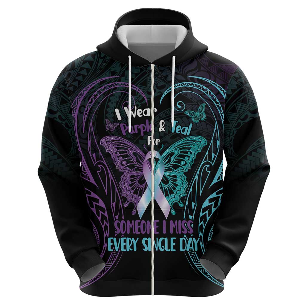 Suicide Awareness Memorial Hoodie I Wear Purple and Teal For Someone I Miss LT14 - Polynesian Pride