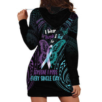 Suicide Awareness Memorial Hoodie Dress I Wear Purple and Teal For Someone I Miss LT14 - Polynesian Pride