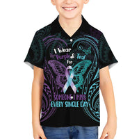 Suicide Awareness Memorial Kid Hawaiian Shirt I Wear Purple and Teal For Someone I Miss LT14 Kid Black - Polynesian Pride