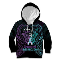 Suicide Awareness Memorial Kid Hoodie I Wear Purple and Teal For Someone I Miss LT14 Hoodie Black - Polynesian Pride