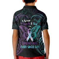 Suicide Awareness Memorial Kid Polo Shirt I Wear Purple and Teal For Someone I Miss LT14 - Polynesian Pride