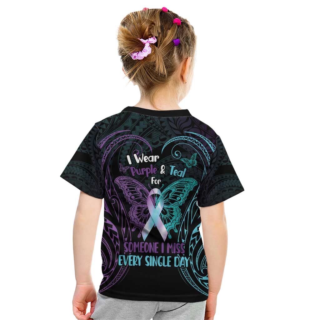 Suicide Awareness Memorial Kid T Shirt I Wear Purple and Teal For Someone I Miss LT14 - Polynesian Pride