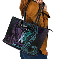 Suicide Awareness Memorial Leather Tote Bag I Wear Purple and Teal For Someone I Miss LT14 - Polynesian Pride