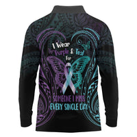 Suicide Awareness Memorial Long Sleeve Polo Shirt I Wear Purple and Teal For Someone I Miss LT14 - Polynesian Pride