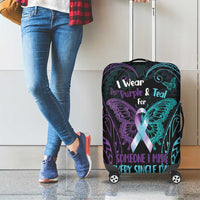 Suicide Awareness Memorial Luggage Cover I Wear Purple and Teal For Someone I Miss LT14 - Polynesian Pride