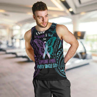 Suicide Awareness Memorial Men Tank Top I Wear Purple and Teal For Someone I Miss LT14 Black - Polynesian Pride