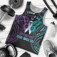 Suicide Awareness Memorial Men Tank Top I Wear Purple and Teal For Someone I Miss LT14 - Polynesian Pride