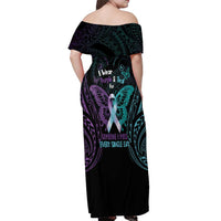 Suicide Awareness Memorial Off Shoulder Maxi Dress I Wear Purple and Teal For Someone I Miss LT14 - Polynesian Pride
