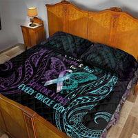 Suicide Awareness Memorial Quilt Bed Set I Wear Purple and Teal For Someone I Miss LT14 - Polynesian Pride