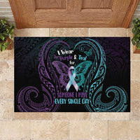 Suicide Awareness Memorial Rubber Doormat I Wear Purple and Teal For Someone I Miss LT14 Black - Polynesian Pride