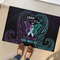 Suicide Awareness Memorial Rubber Doormat I Wear Purple and Teal For Someone I Miss LT14 - Polynesian Pride