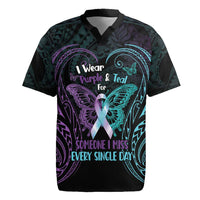 Suicide Awareness Memorial Rugby Jersey I Wear Purple and Teal For Someone I Miss LT14 Black - Polynesian Pride