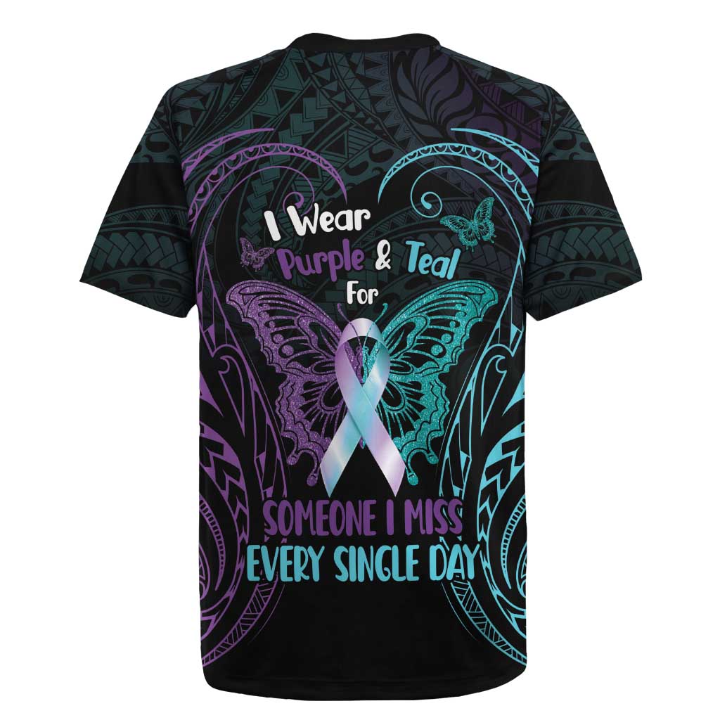 Suicide Awareness Memorial Rugby Jersey I Wear Purple and Teal For Someone I Miss LT14 - Polynesian Pride