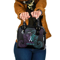 Suicide Awareness Memorial Shoulder Handbag I Wear Purple and Teal For Someone I Miss LT14 One Size Black - Polynesian Pride