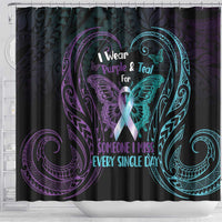Suicide Awareness Memorial Shower Curtain I Wear Purple and Teal For Someone I Miss LT14 - Polynesian Pride