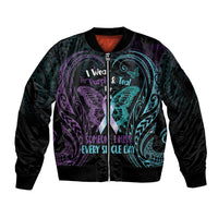 Suicide Awareness Memorial Sleeve Zip Bomber Jacket I Wear Purple and Teal For Someone I Miss LT14 Unisex Black - Polynesian Pride