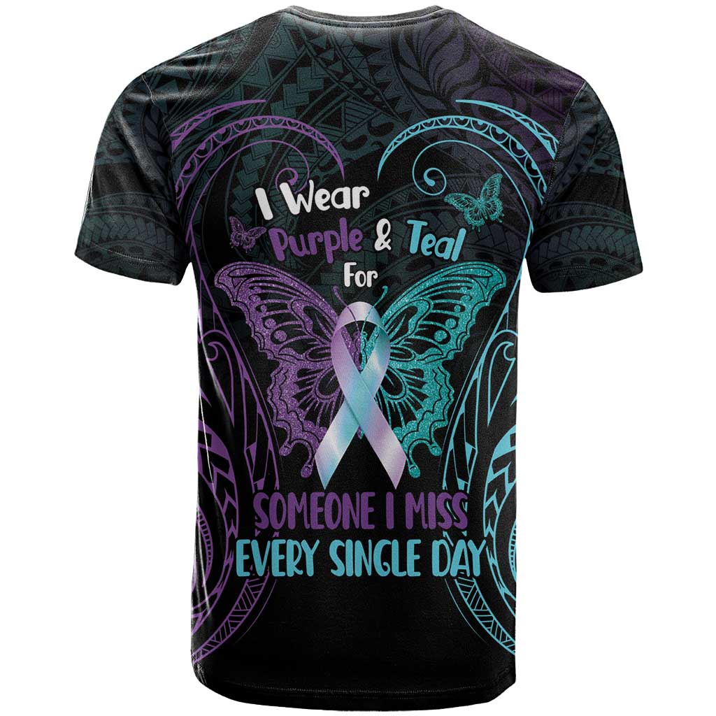 Suicide Awareness Memorial T Shirt I Wear Purple and Teal For Someone I Miss LT14 - Polynesian Pride