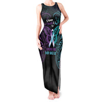 Suicide Awareness Memorial Tank Maxi Dress I Wear Purple and Teal For Someone I Miss LT14 Women Black - Polynesian Pride