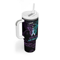 Suicide Awareness Memorial Tumbler With Handle I Wear Purple and Teal For Someone I Miss LT14 - Polynesian Pride