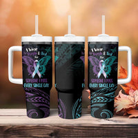 Suicide Awareness Memorial Tumbler With Handle I Wear Purple and Teal For Someone I Miss LT14 - Polynesian Pride