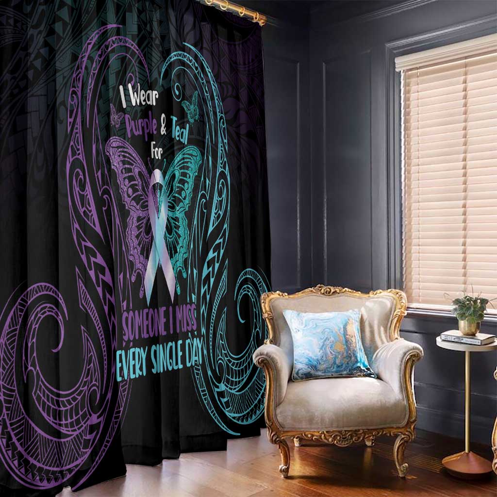 Suicide Awareness Memorial Window Curtain I Wear Purple and Teal For Someone I Miss LT14 - Polynesian Pride