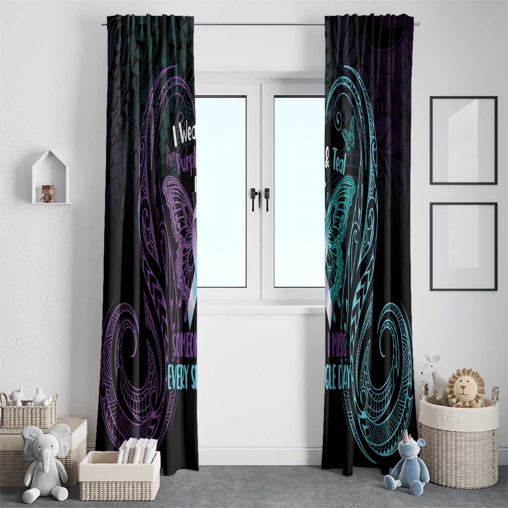 Suicide Awareness Memorial Window Curtain I Wear Purple and Teal For Someone I Miss LT14 - Polynesian Pride