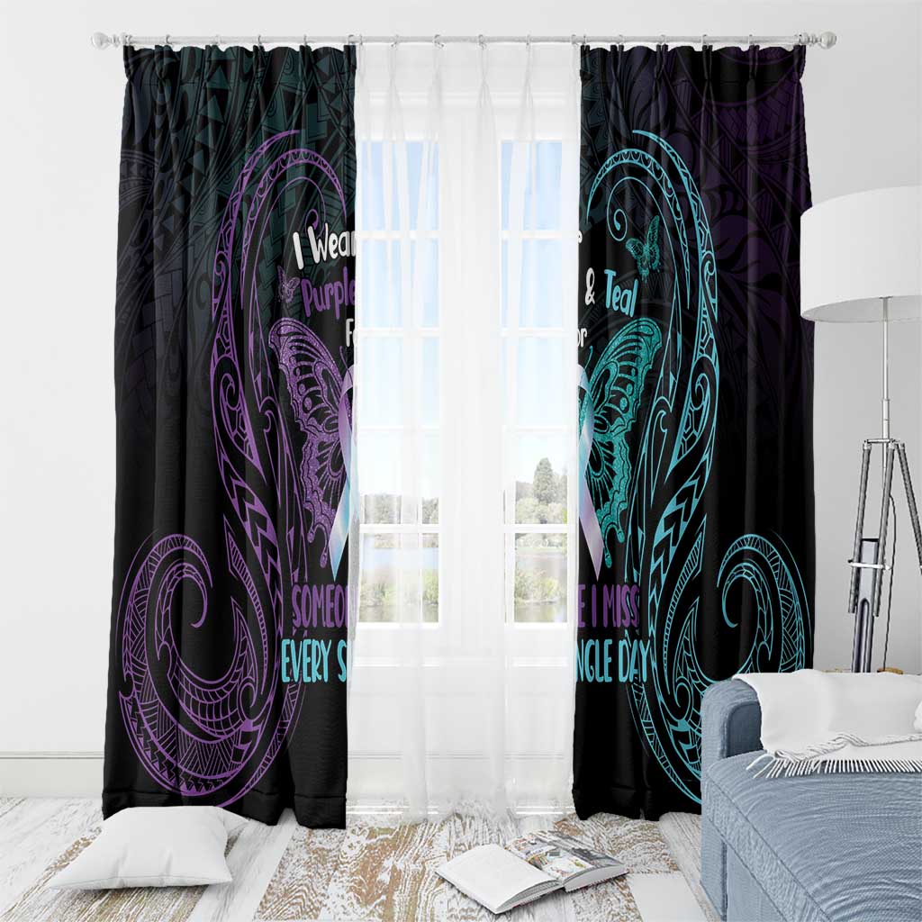 Suicide Awareness Memorial Window Curtain I Wear Purple and Teal For Someone I Miss LT14 - Polynesian Pride