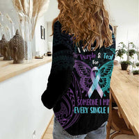 Suicide Awareness Memorial Women Casual Shirt I Wear Purple and Teal For Someone I Miss LT14 - Polynesian Pride