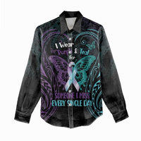 Suicide Awareness Memorial Women Casual Shirt I Wear Purple and Teal For Someone I Miss LT14 - Polynesian Pride