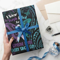 Suicide Awareness Memorial Wrapping Paper I Wear Purple and Teal For Someone I Miss LT14 - Polynesian Pride
