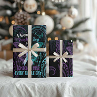 Suicide Awareness Memorial Wrapping Paper I Wear Purple and Teal For Someone I Miss LT14 - Polynesian Pride