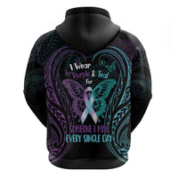 Suicide Awareness Memorial Zip Hoodie I Wear Purple and Teal For Someone I Miss LT14 - Polynesian Pride