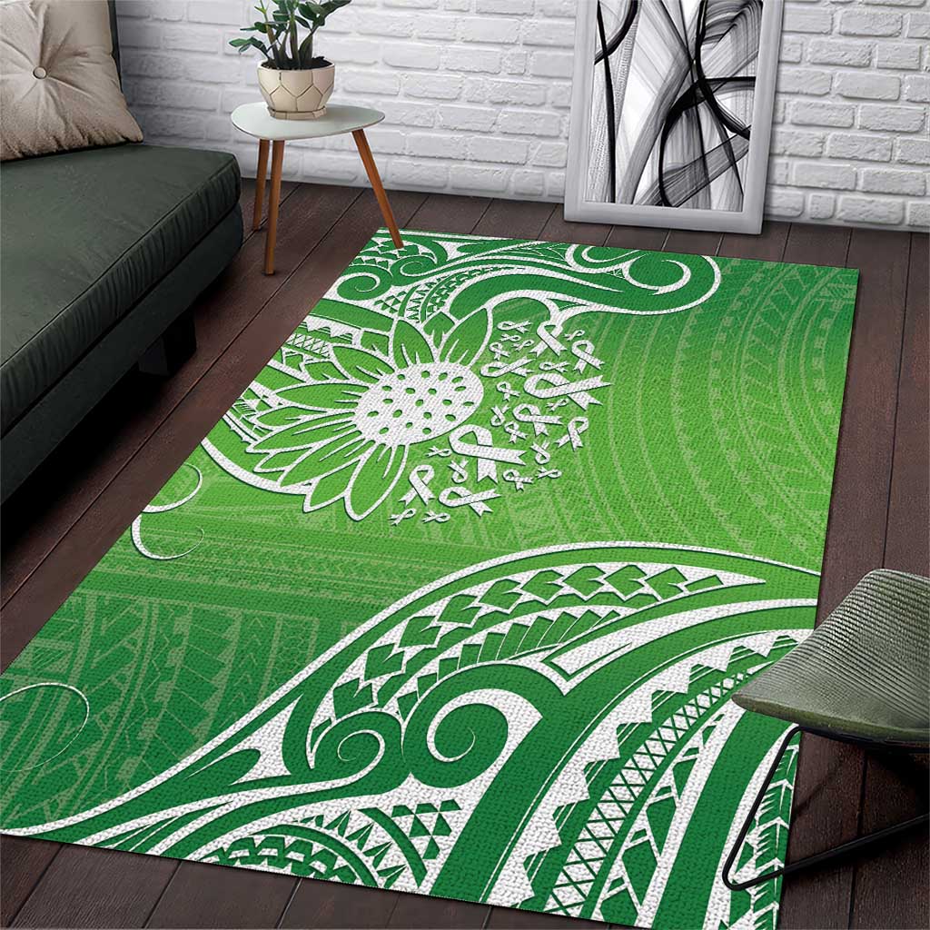 Polynesia Depression Awareness Area Rug Sunflower Green Ribbons Polynesian Tattoo LT14 Green - Polynesian Pride