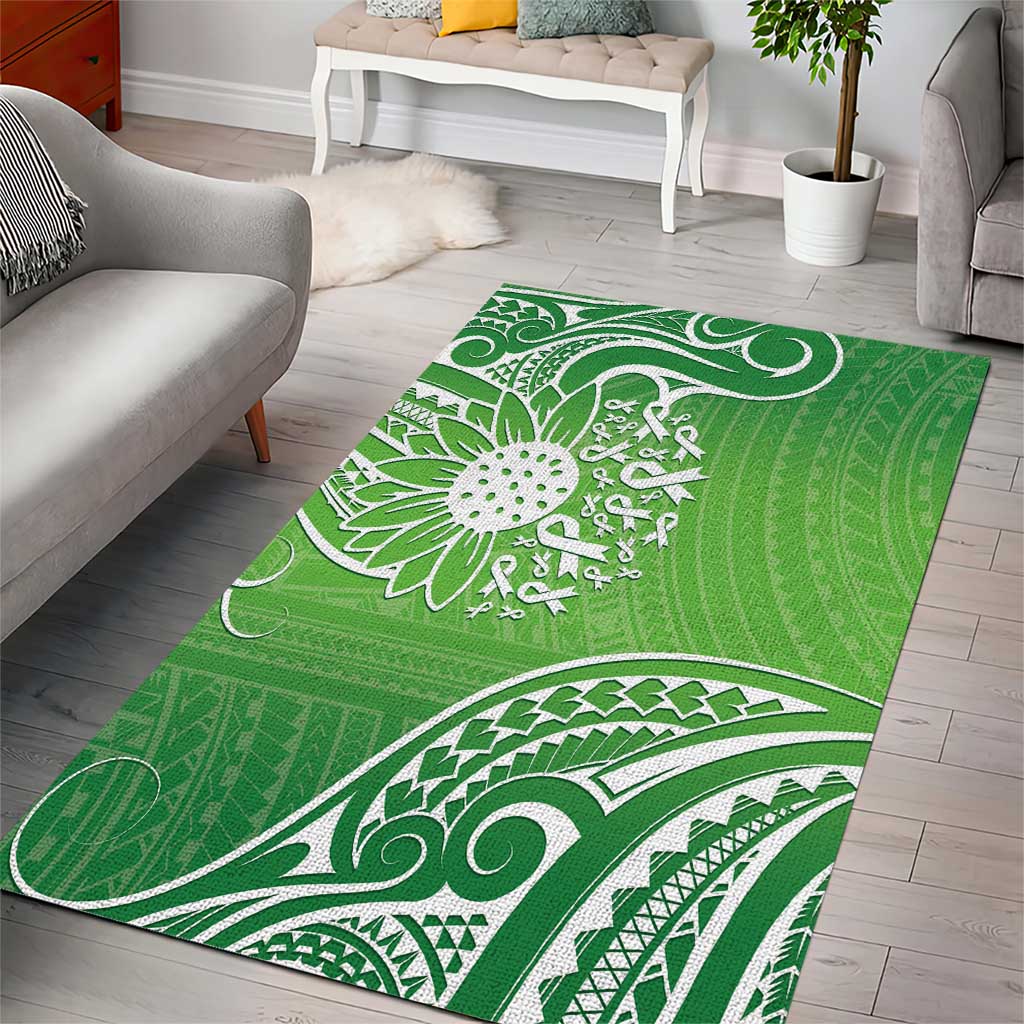 Polynesia Depression Awareness Area Rug Sunflower Green Ribbons Polynesian Tattoo LT14 - Polynesian Pride