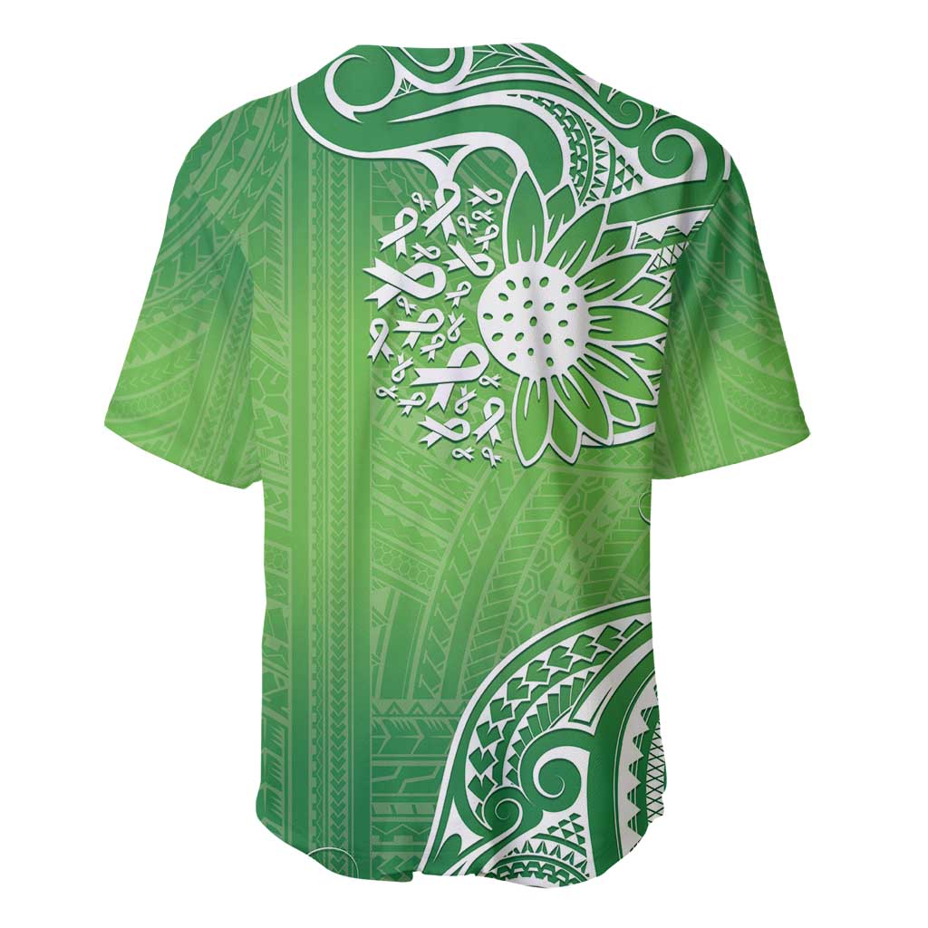 Polynesia Depression Awareness Baseball Jersey Sunflower Green Ribbons Polynesian Tattoo LT14 - Polynesian Pride