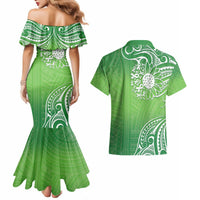 Polynesia Depression Awareness Couples Matching Mermaid Dress and Hawaiian Shirt Sunflower Green Ribbons Polynesian Tattoo LT14 - Polynesian Pride