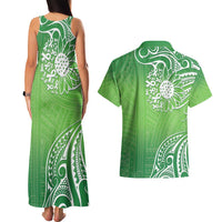 Polynesia Depression Awareness Couples Matching Tank Maxi Dress and Hawaiian Shirt Sunflower Green Ribbons Polynesian Tattoo LT14 - Polynesian Pride