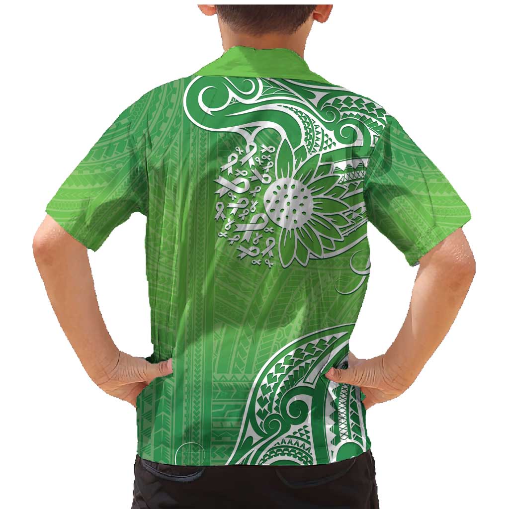 Polynesia Depression Awareness Family Matching Mermaid Dress and Hawaiian Shirt Sunflower Green Ribbons Polynesian Tattoo LT14 - Polynesian Pride