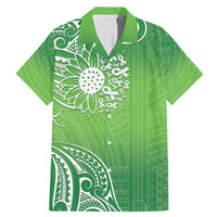 Polynesia Depression Awareness Family Matching Mermaid Dress and Hawaiian Shirt Sunflower Green Ribbons Polynesian Tattoo LT14 Dad's Shirt - Short Sleeve Green - Polynesian Pride