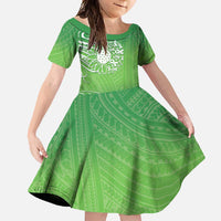 Polynesia Depression Awareness Family Matching Off Shoulder Maxi Dress and Hawaiian Shirt Sunflower Green Ribbons Polynesian Tattoo LT14 Daughter's Dress Green - Polynesian Pride