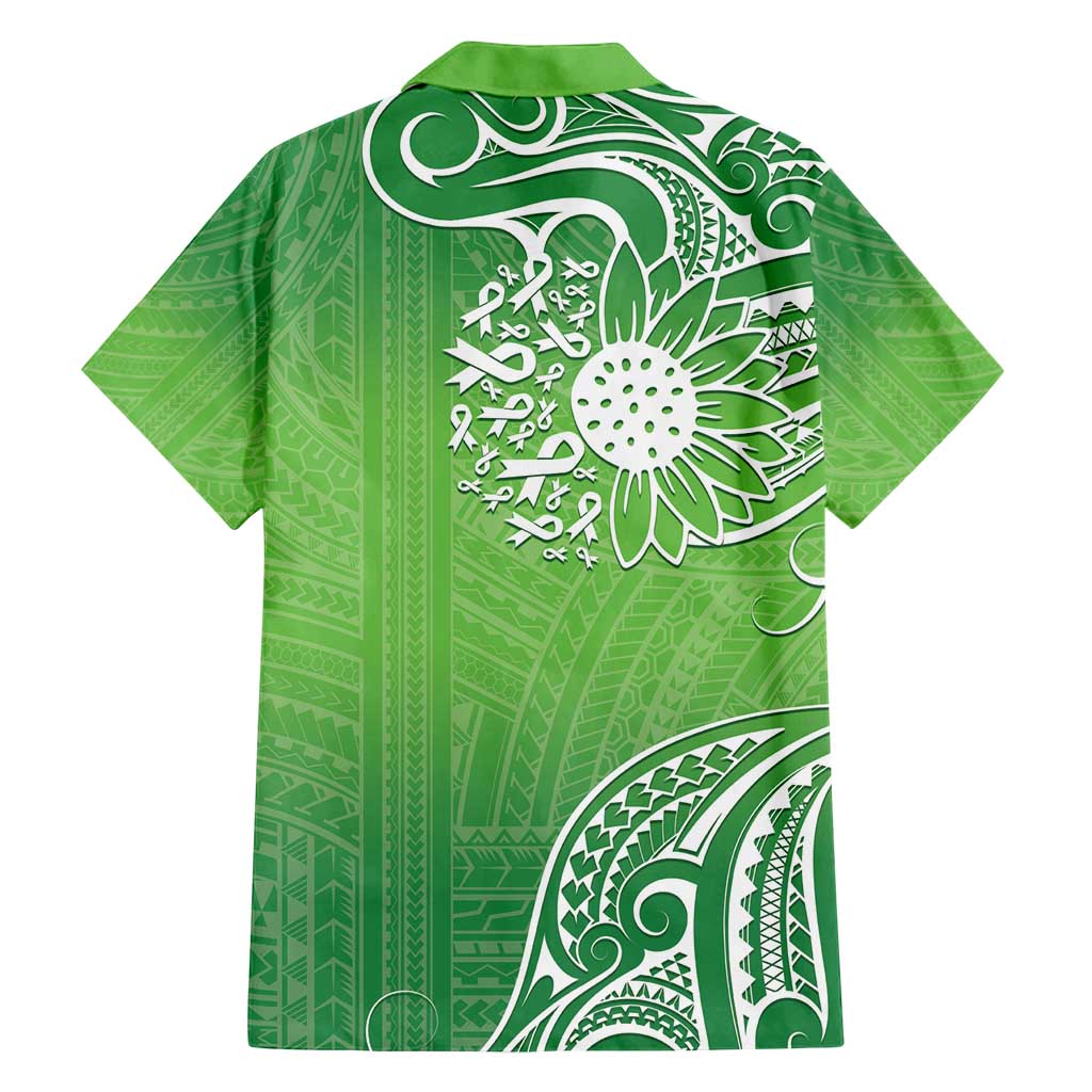 Polynesia Depression Awareness Family Matching Off Shoulder Maxi Dress and Hawaiian Shirt Sunflower Green Ribbons Polynesian Tattoo LT14 - Polynesian Pride