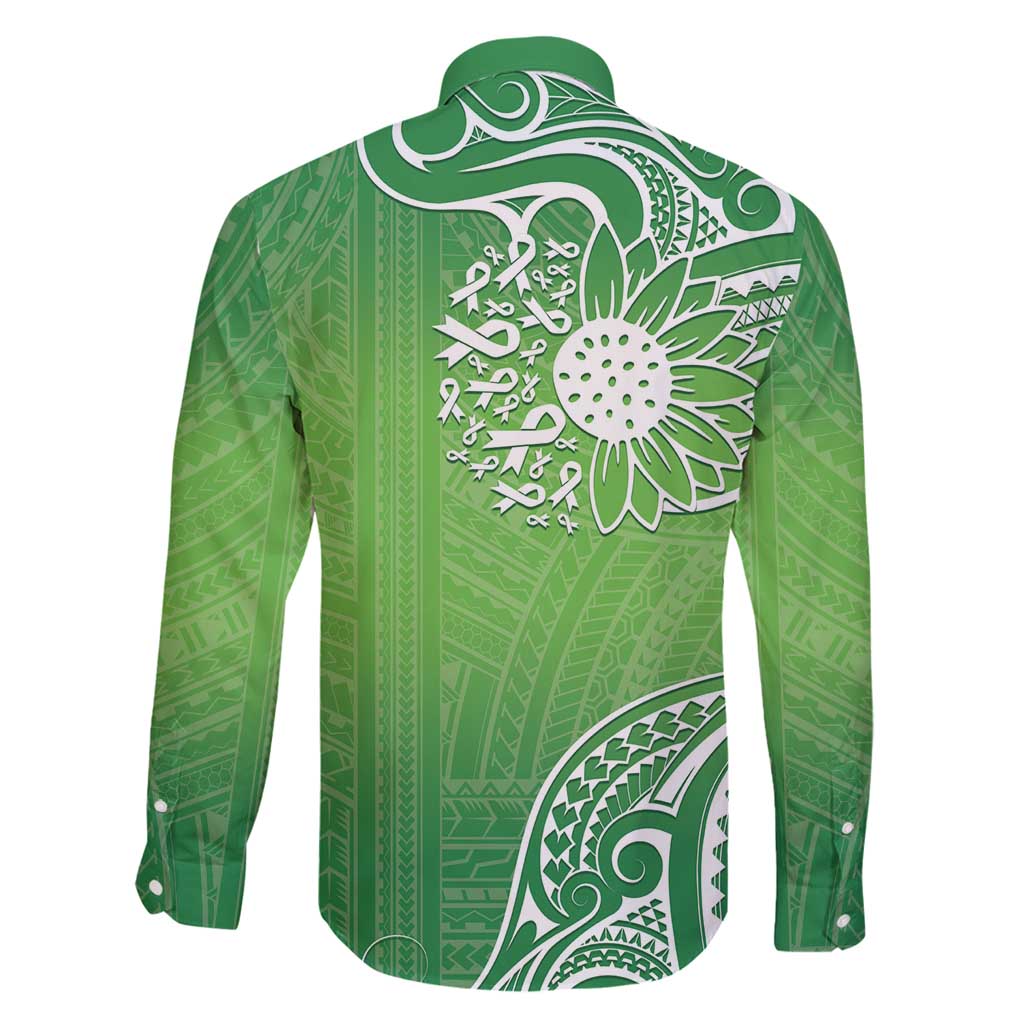 Polynesia Depression Awareness Family Matching Off Shoulder Maxi Dress and Hawaiian Shirt Sunflower Green Ribbons Polynesian Tattoo LT14 - Polynesian Pride