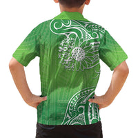 Polynesia Depression Awareness Family Matching Off Shoulder Short Dress and Hawaiian Shirt Sunflower Green Ribbons Polynesian Tattoo LT14 - Polynesian Pride